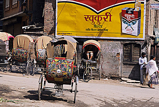 加德满都,尼泊尔,人力三轮车,区域