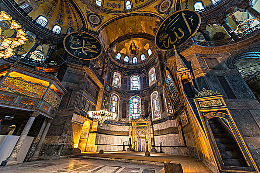 区域,圣索菲亚教堂,室内,世界遗产,欧洲,伊斯坦布尔,土耳其,亚洲