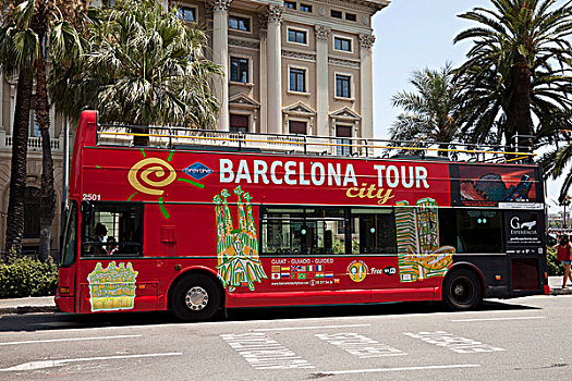 巴士,城市,旅游,巴塞罗那,加泰罗尼亚,西班牙,欧洲