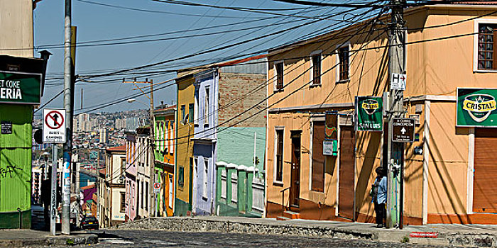 风景,街道,房子,瓦尔帕莱索,智利