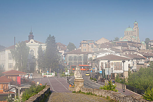 保加利亚,中心,山,大特尔诺沃,老,要塞,区域,晨雾