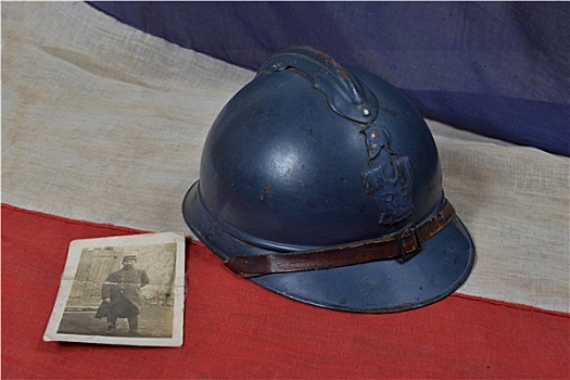 法国,一战,头盔,老式,照片