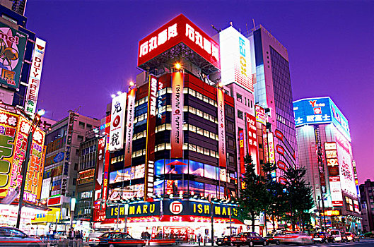 日本,東京,夜景,商店,秋葉原