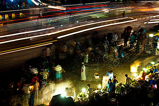 夜间,城市,孟加拉,五月