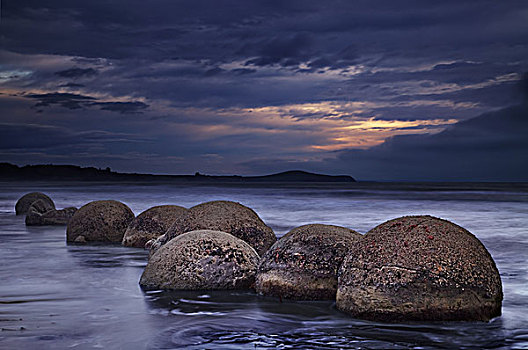 漂石,日出,南岛,新西兰