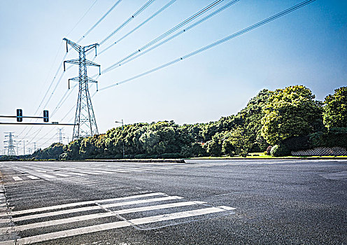 道路,山