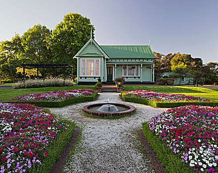 花坛,喷泉,政府,花园,罗托鲁瓦,丰盛湾,北岛,新西兰