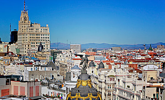 俯视,中心,城市,穹顶,天使,城市建筑,马德里,西班牙