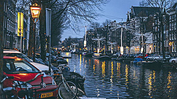 艺术,安装,上方,运河,阿姆斯特丹