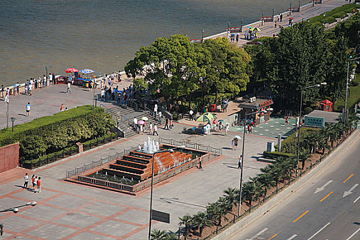 上海,外滩,陈毅广场,喷水池