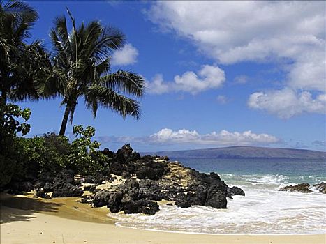 夏威夷,毛伊岛,麦肯那,秘密,海滩,卡胡拉威,莫洛基尼岛,岛屿