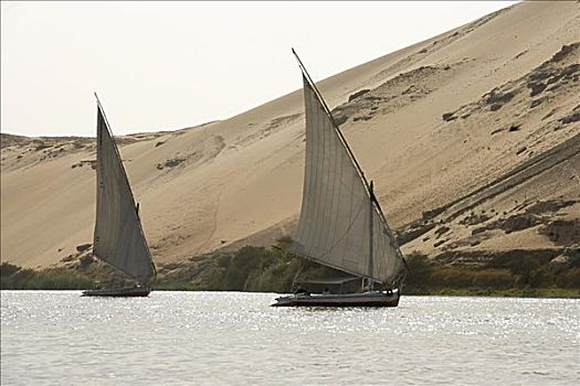 三桅小帆船,尼罗河,河,阿斯旺,埃及