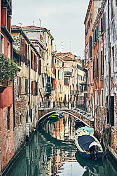 桥,上方,狭窄,运河,威尼斯,意大利
