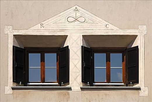 窗户,恩格达恩,房子,装饰,五彩釉雕,恩加丁,瑞士