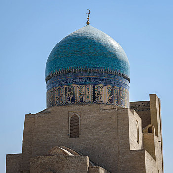 外景,16世纪,清真寺,蓝色,砖瓦,圆顶,布哈拉,世界遗产