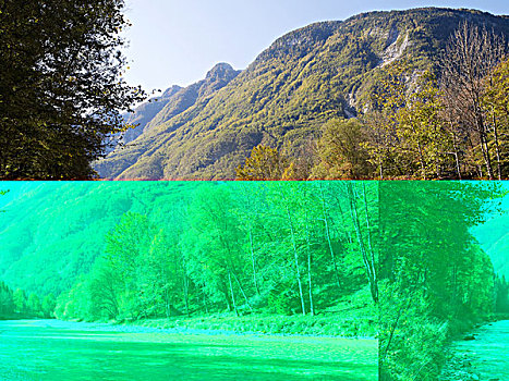 青绿色,朱利安阿尔卑斯,山谷,靠近,斯洛文尼亚,欧洲