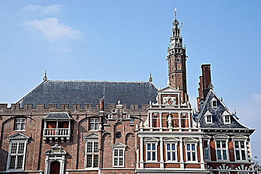 市政厅,教堂,大广场,哈勒姆,省,北荷兰,荷兰,欧洲