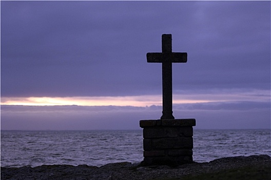 石头,十字架,海洋
