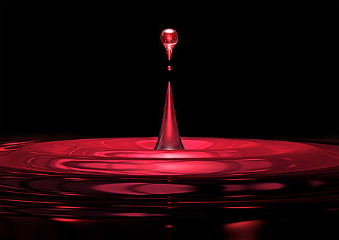 红色,水滴,液体,特写