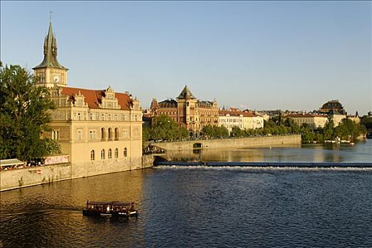 老城,银行,伏尔塔瓦河,世界遗产,布拉格,捷克共和国,欧洲