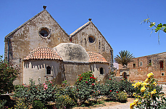 背影,寺院,教堂,国家纪念建筑,克里特岛,希腊,欧洲
