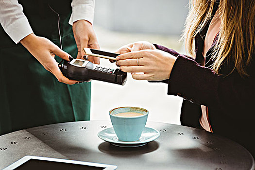 女人,支付,手机,咖啡