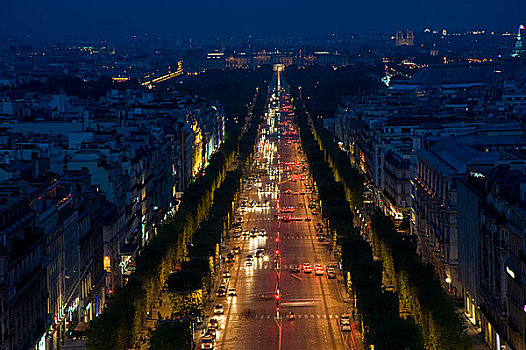 香榭丽舍大街,夜晚,巴黎,法国