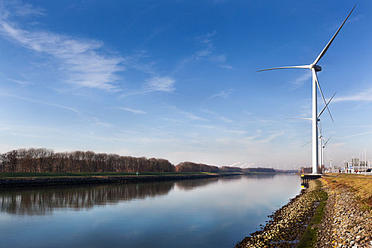 风轮机,靠近,运河,鹿特丹