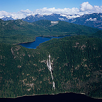航拍,瀑布,声音,不列颠哥伦比亚省,加拿大