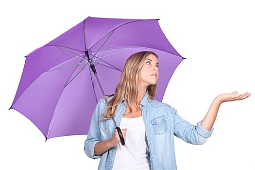 女孩,紫色,伞