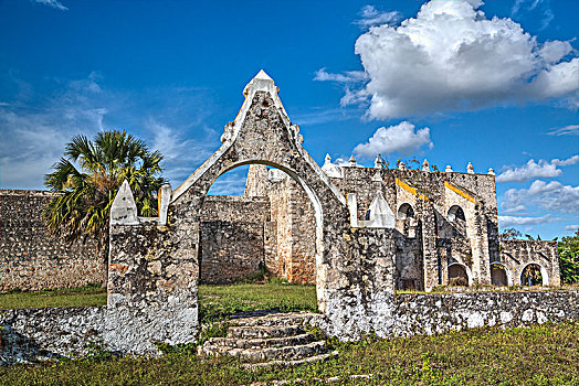 毁坏,教堂,尤卡坦半岛,墨西哥