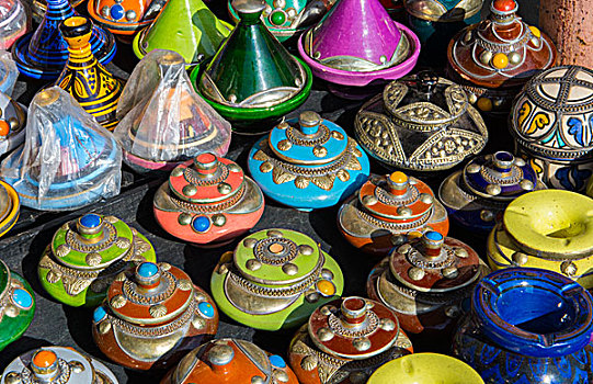 玛拉喀什,摩洛哥,麦地那,销售,陶器,旅游,市区,城市