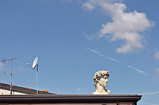 古典,雕塑,迎面,屋顶