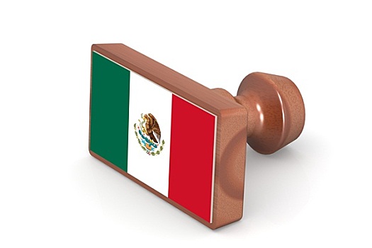 木质,图章,墨西哥,旗帜