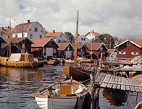 渔村,地区,布赫斯兰,瑞典,艺术家