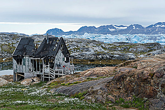 房子,因纽特人,住宅区,峡湾,格陵兰东部,格陵兰