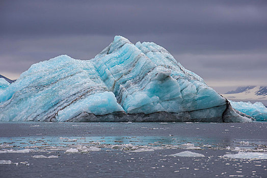 漂浮,大块,冰,巨大,冰河,北极,斯瓦尔巴特群岛,挪威,欧洲