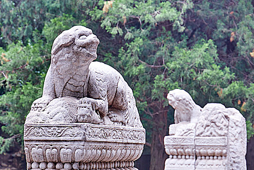 北京颐和园的神兽石雕