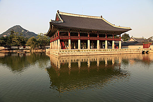 韩国,首尔,景福宫,庆会楼,亭子