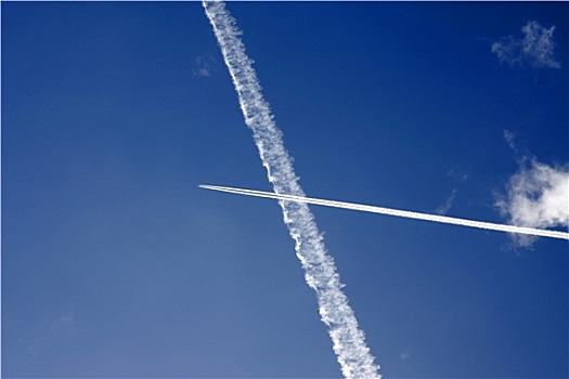 乘客,喷气式飞机,痕迹,穿过,蓝天