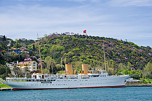 破旧,大,游艇,博斯普鲁斯海峡,伊斯坦布尔,土耳其