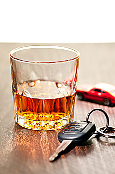 威士忌,整洁,车钥匙,指示,酒后驾车