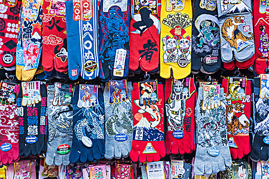 日本,本州,东京,浅草,浅草寺,购物街,店面展示,袜子,穿,传统,凉鞋