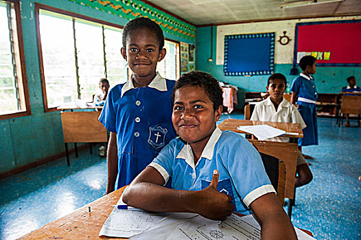 学童,学校,高地,维提岛,斐济,南太平洋