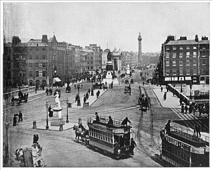 街道,都柏林,迟,19世纪,艺术家,未知