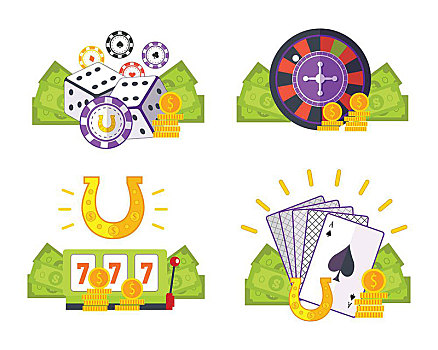 赌博,矢量,插画,风格,幸运,赌场,概念,产业,运动,中奖,服务,象征,网页,标识,设计