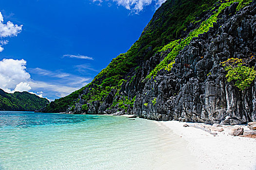 小,白沙滩,清晰,水,群岛,巴拉望岛,菲律宾