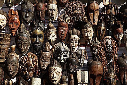 面具,货摊,非洲,玩物,市场,开普敦,南非