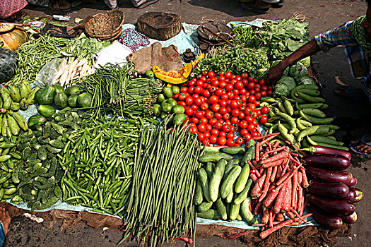 果蔬,出售,街上,靠近,新,市场,街道,流行,背包族,预算,和谐,地区,加尔各答,西孟加拉,印度,亚洲