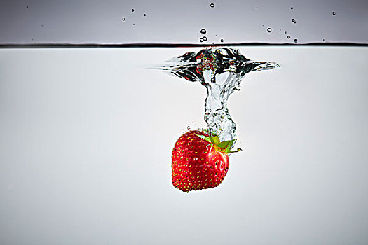 特写,草莓,溅,水